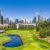 view of golf course with pond